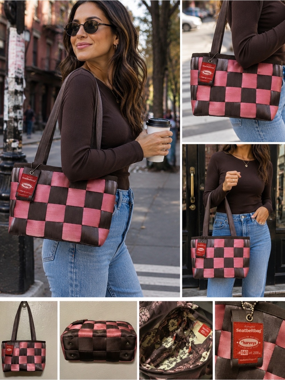 Harveys Seatbelt Bag Pink Brown Woven Tote Limited Edition 40/200 - Picture 1 of 8